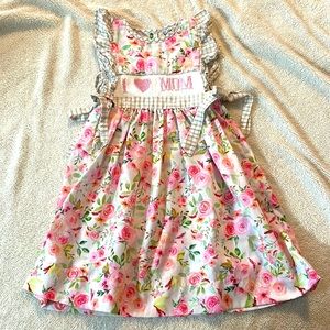 I love Mom Floral Smock Dress